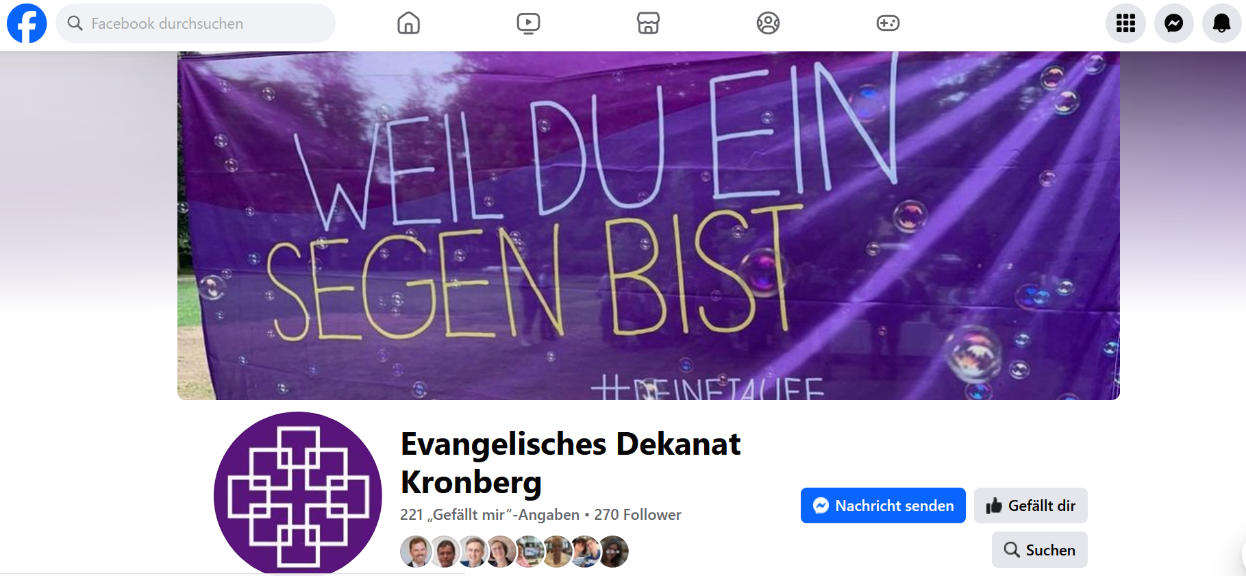 Screenshot Facebook Seite Dekanat Kronberg