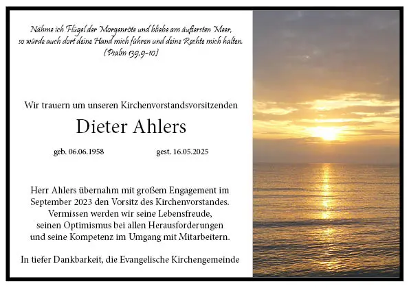 Traueranzeige Dieter Ahlers