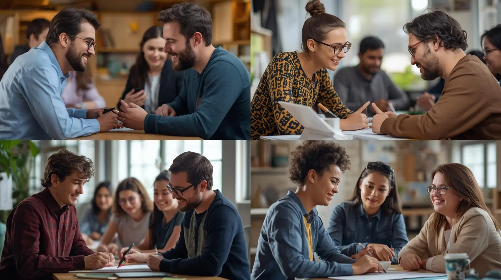 4 Gruppen von Menschen die arbeiten