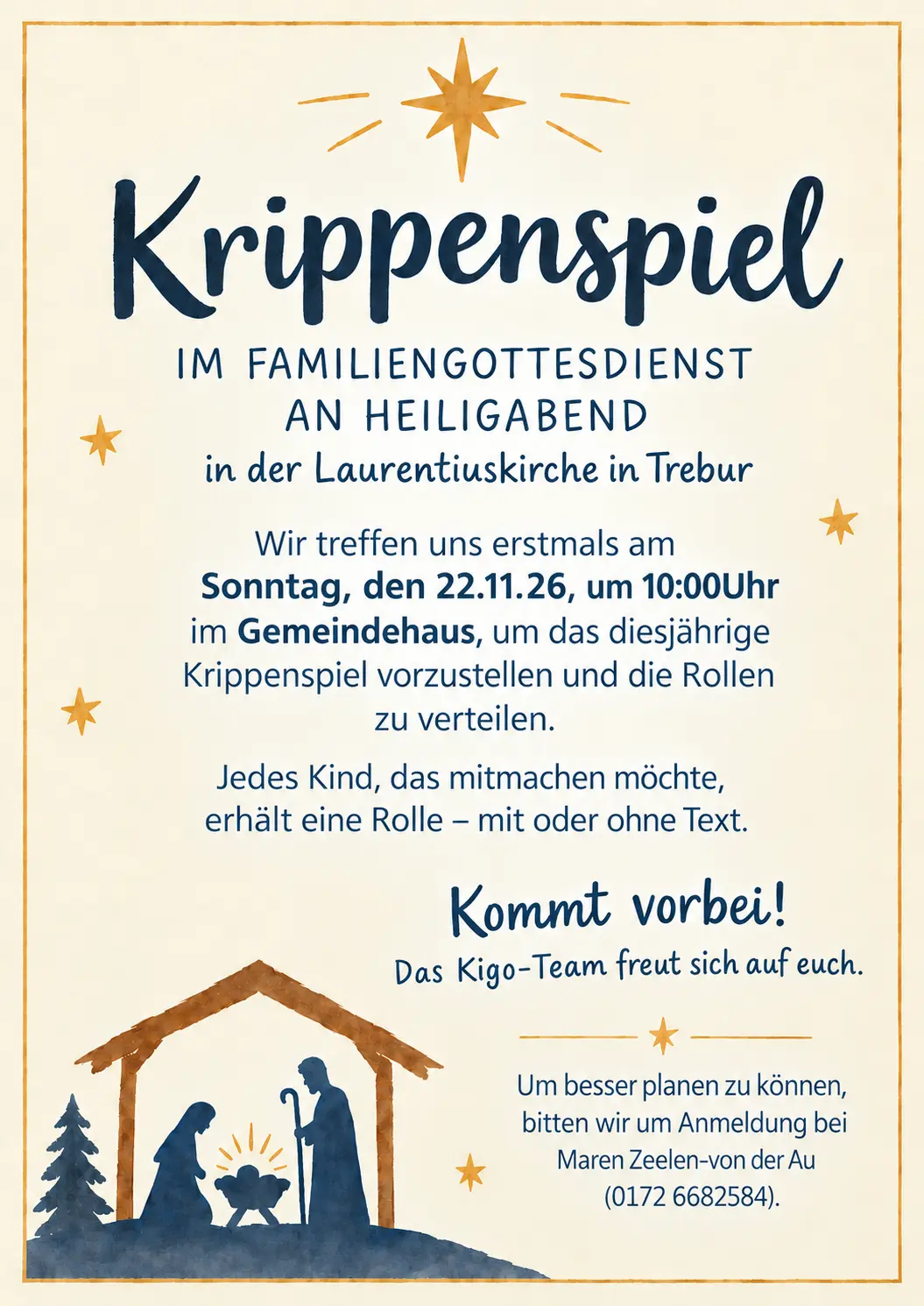 Vorbereitungen zum Krippenspiel 2026