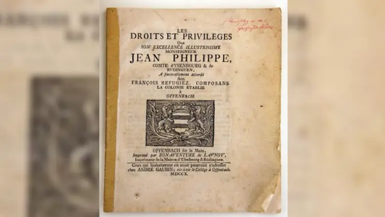 Deckblatt der 1705 für die Gemeinde erteilten Rechte und Privilegien