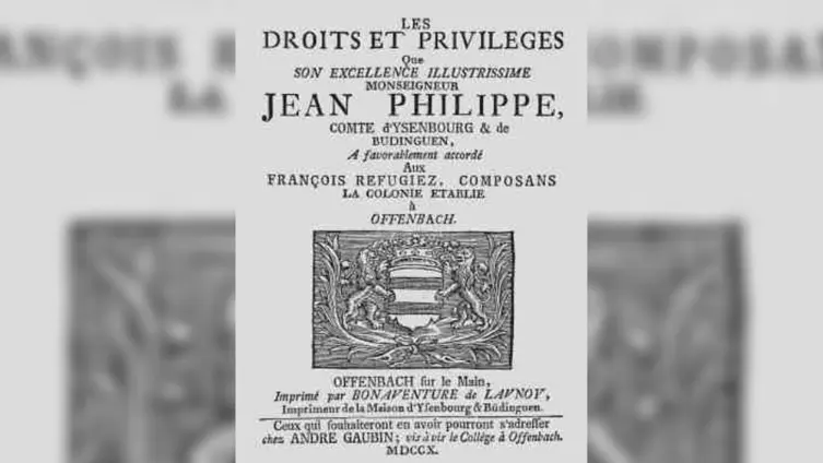 Titelseite der "droits et privileges" von 1705