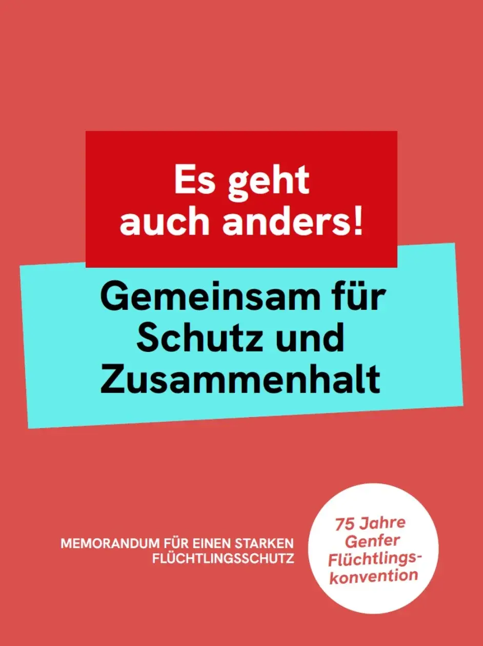 Memorandum „Es geht auch anders! Gemeinsam für Schutz und Zusammenhalt“ Cover in rot und blau des Memorandum „Es geht auch anders! Gemeinsam für Schutz und Zusammenhalt“