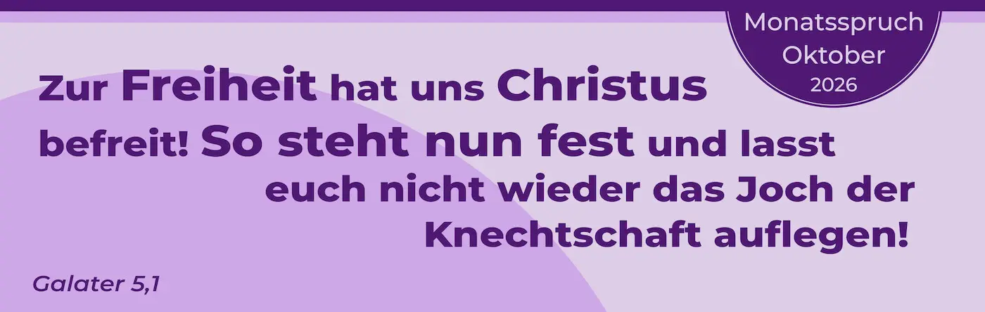 Monatspruch Oktober 2026 als grafisch gestalteter Text auf lila Hintergrund