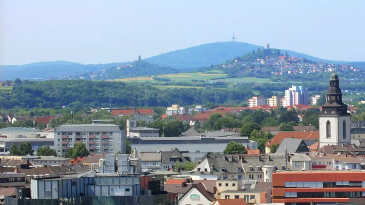 Das Bild zeigt die Stadt Gießen aus der Vogelperspektive
