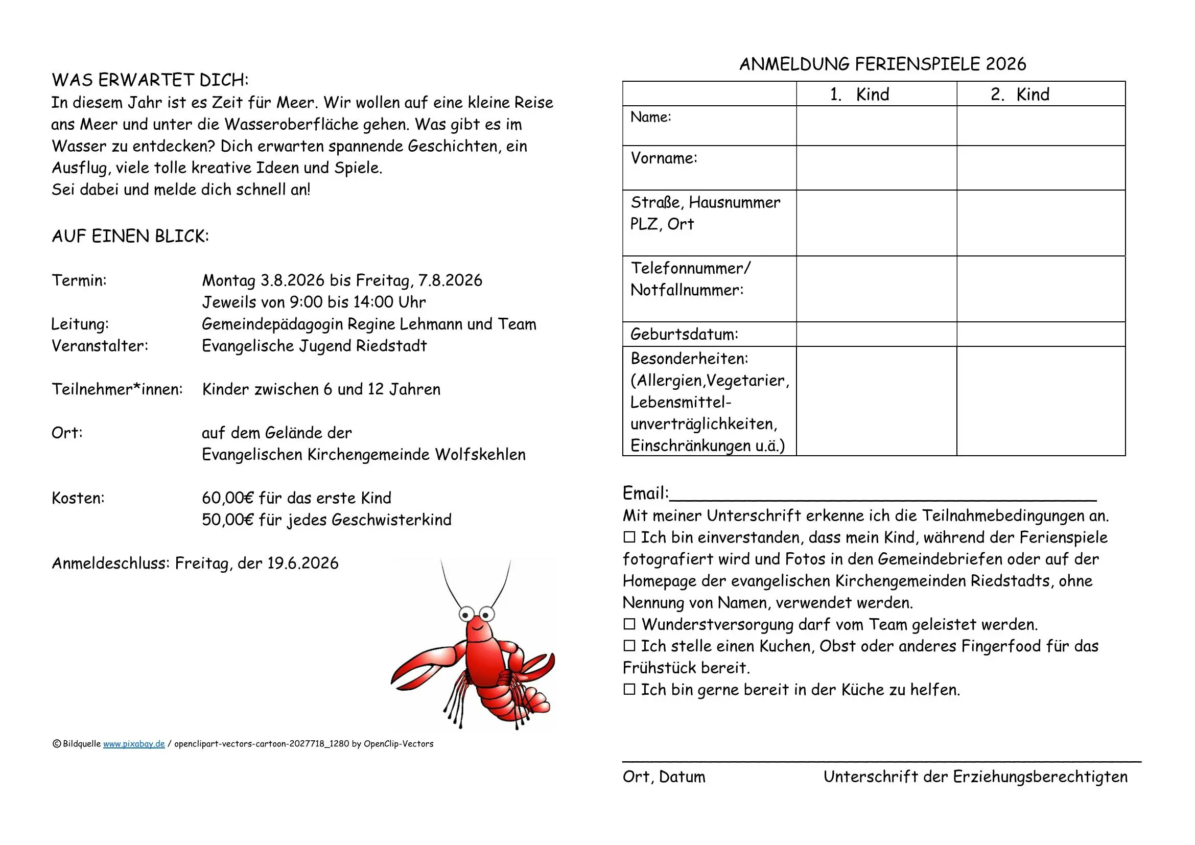 Flyer zu den Ferienspielen 2026 Seite 2