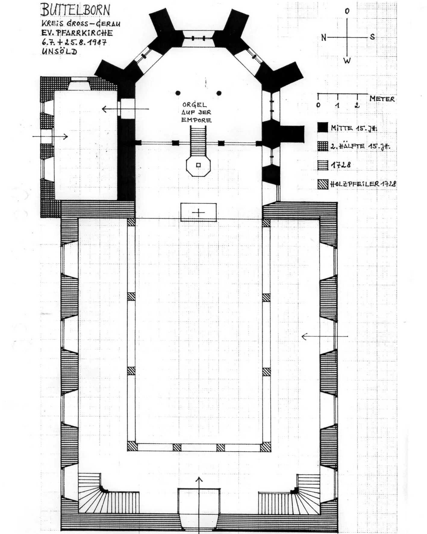 Grundriss der ev. Kirche zu Büttelborn
