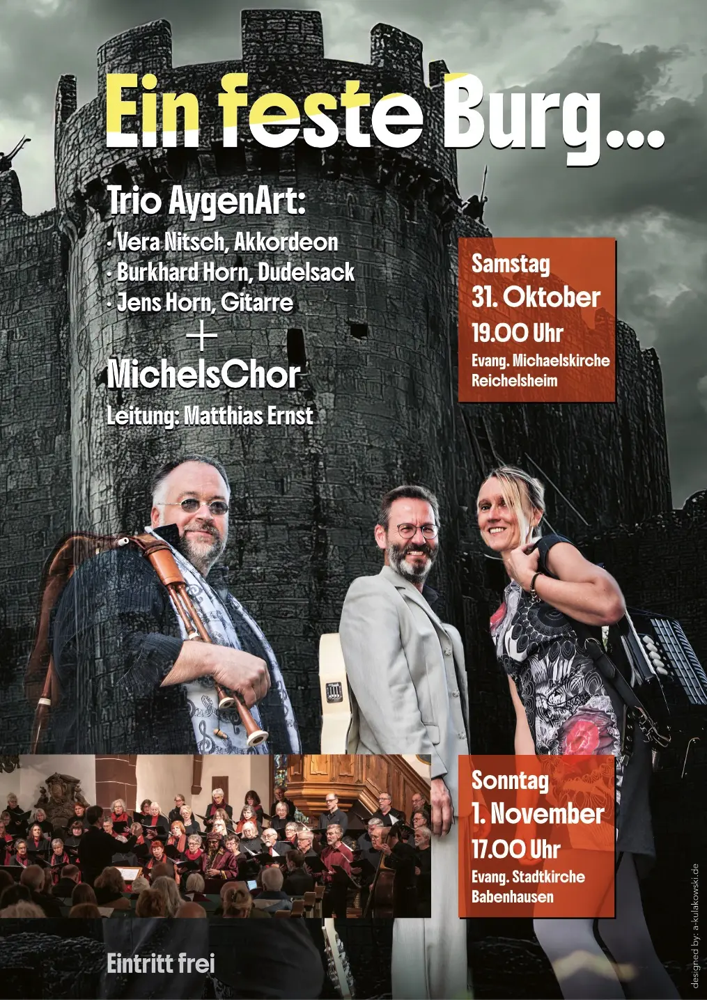 Das Bild zeigt das Werbeplakat zum Konzert "Ein feste Burg"