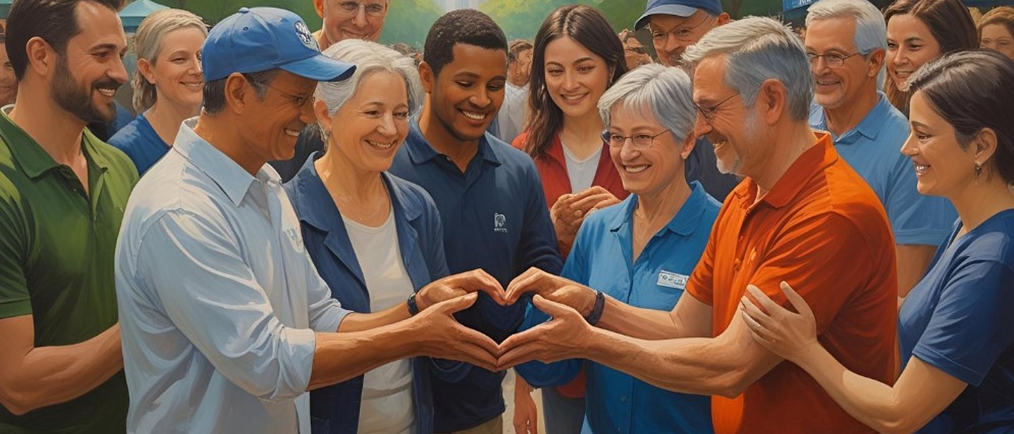 Gruppe von Menschen formenaus Ihren Händen ein Herz