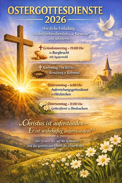 Auf dem Bild sind die Termine für die Ostergottesdienste zu sehen.