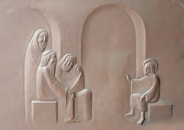 Relief von Jesus mit 12 Jahren im Tempel