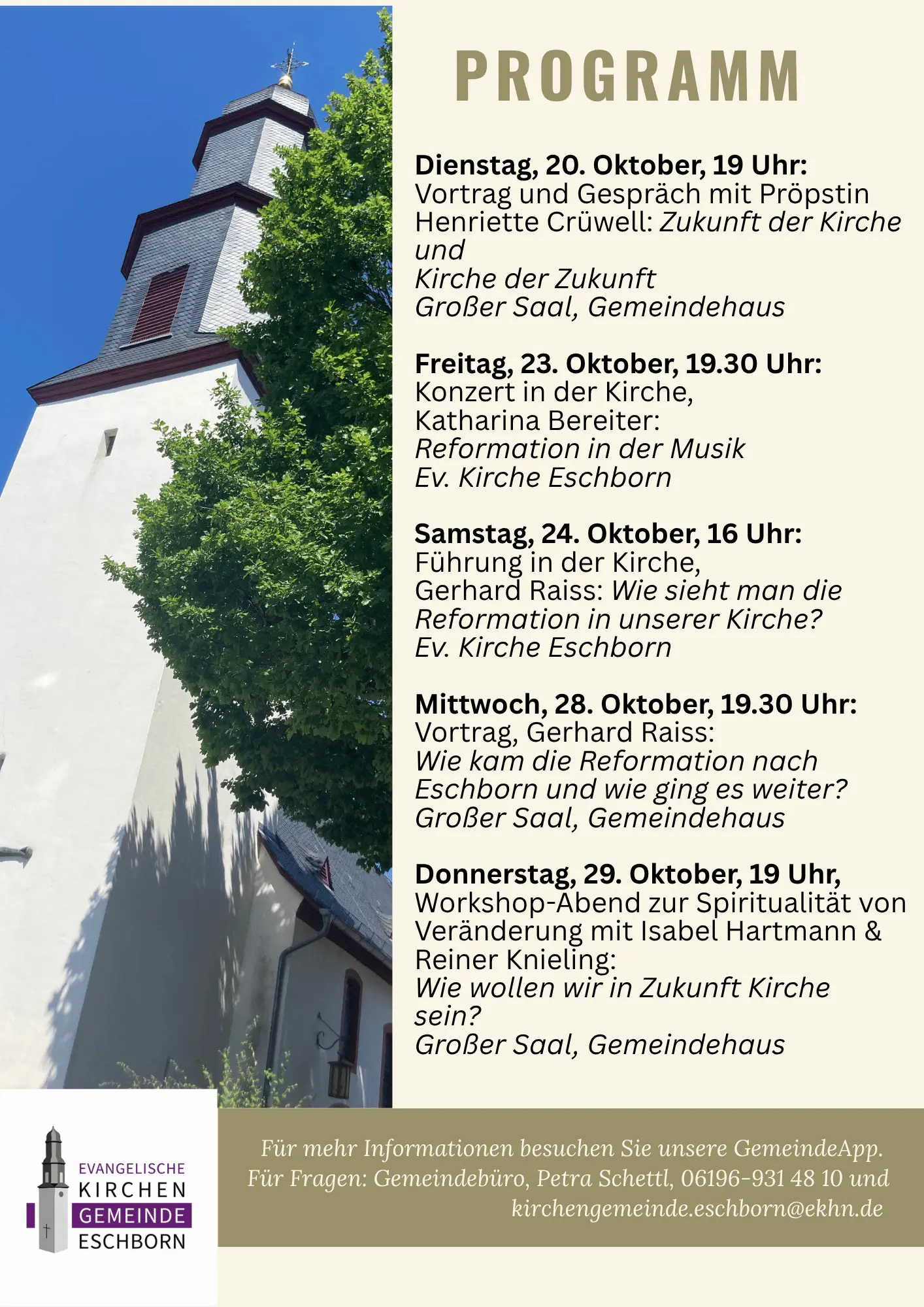 Hier stehen die genauen Daten von Veranstaltungen in den zwei Wochen vor dem Jubiläum