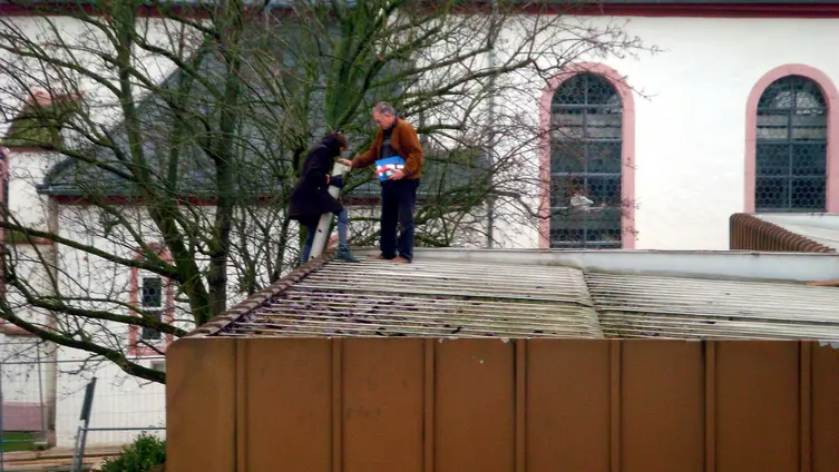 Besichtigung des alten Flachdaches