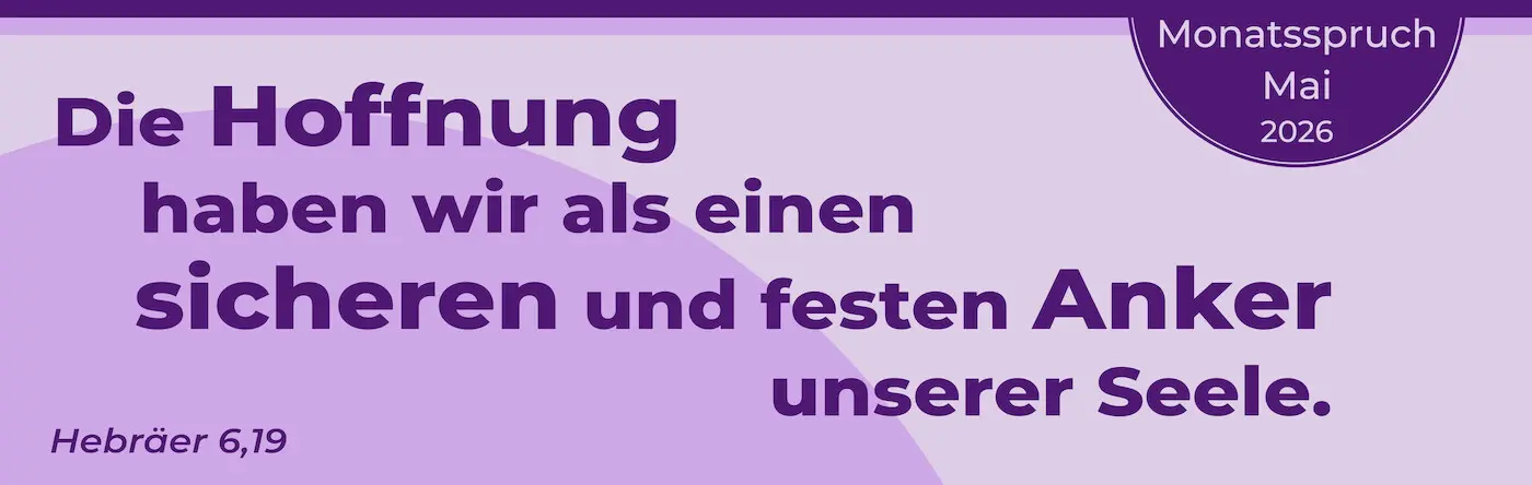 Monatspruch Mai 2026 als grafisch gestalteter Text auf lila Hintergrund