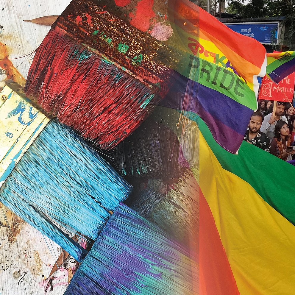 Vorbereitung in der ESG für den CSD Tag, Malen, Plakate