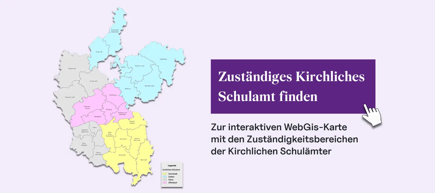Grafik Zur interaktiven WebGis-Karte mit den Zuständigkeitsbereichen der Kirchlichen Schulämter