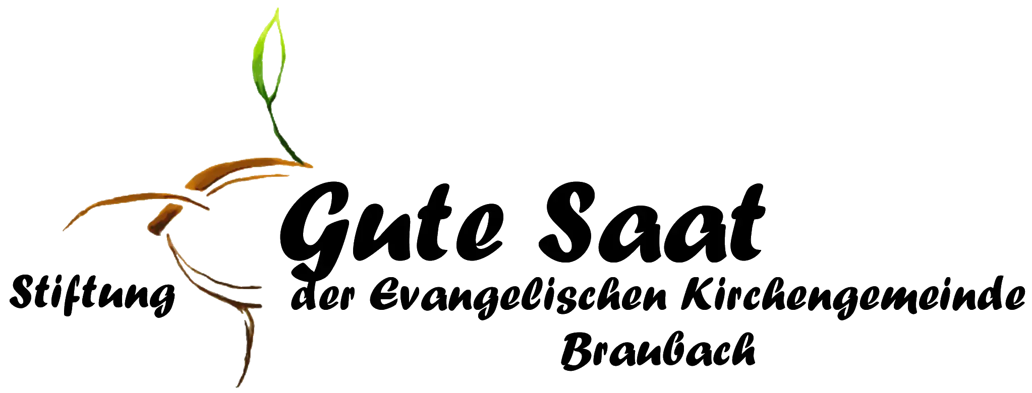 Das Logo zeigt den Schriftzug der Stiftung "Gute Saat" der evangelischen Kirchengemeinde Braubach.