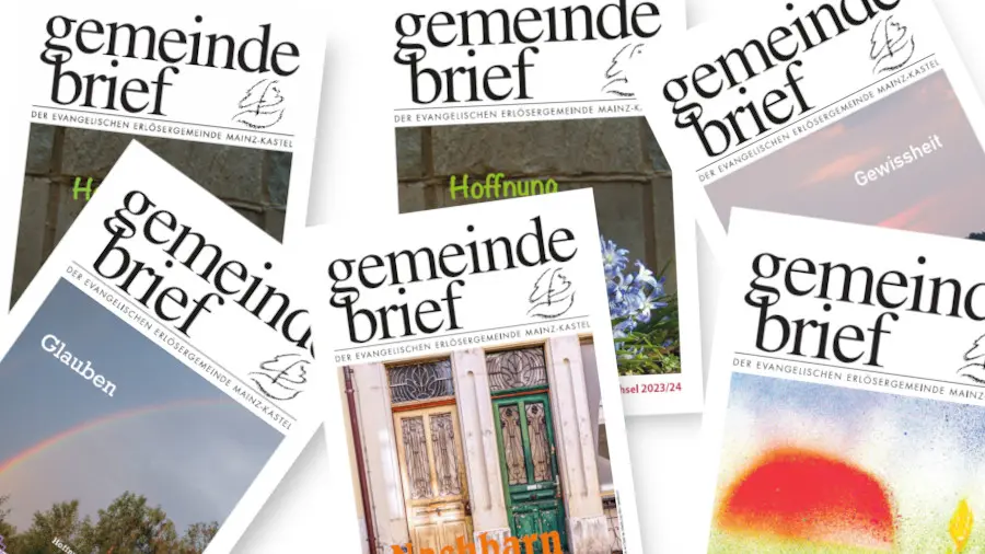 Die Titelseiten von 6 Gemeindebriefen sind zu einer Collage verarbeitet worden.