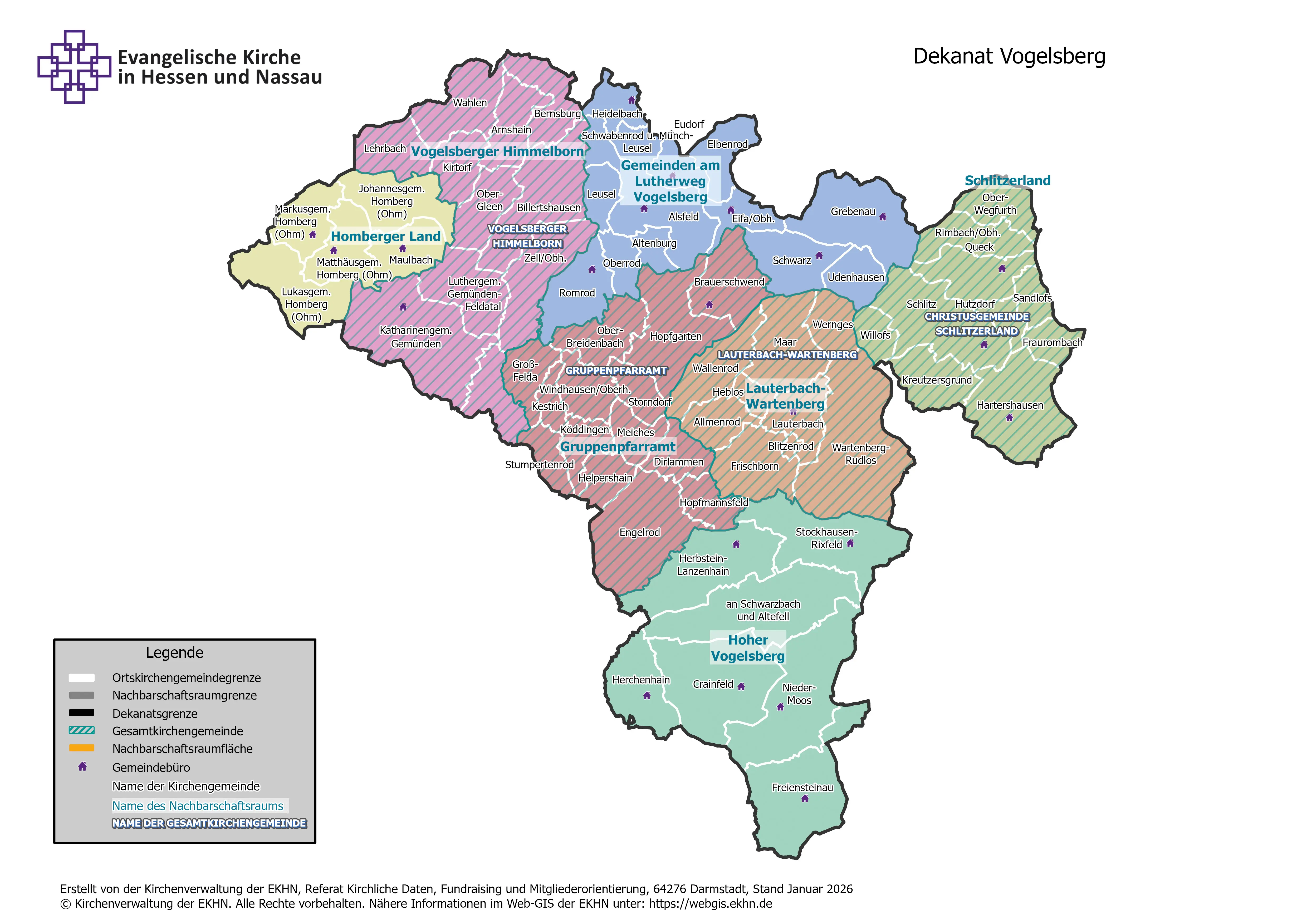 Dekanatskarte mit Nachbarschaftsräumen