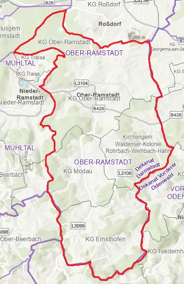 Karte des Nachbarschaftsraums Ober-Ramstadt