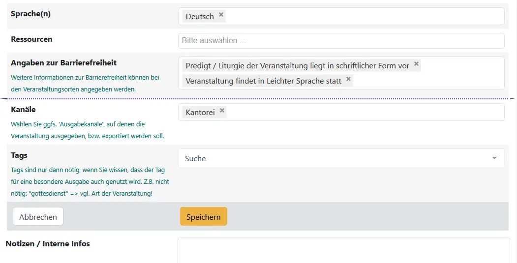 Formular Veranstaltungen Teil 2