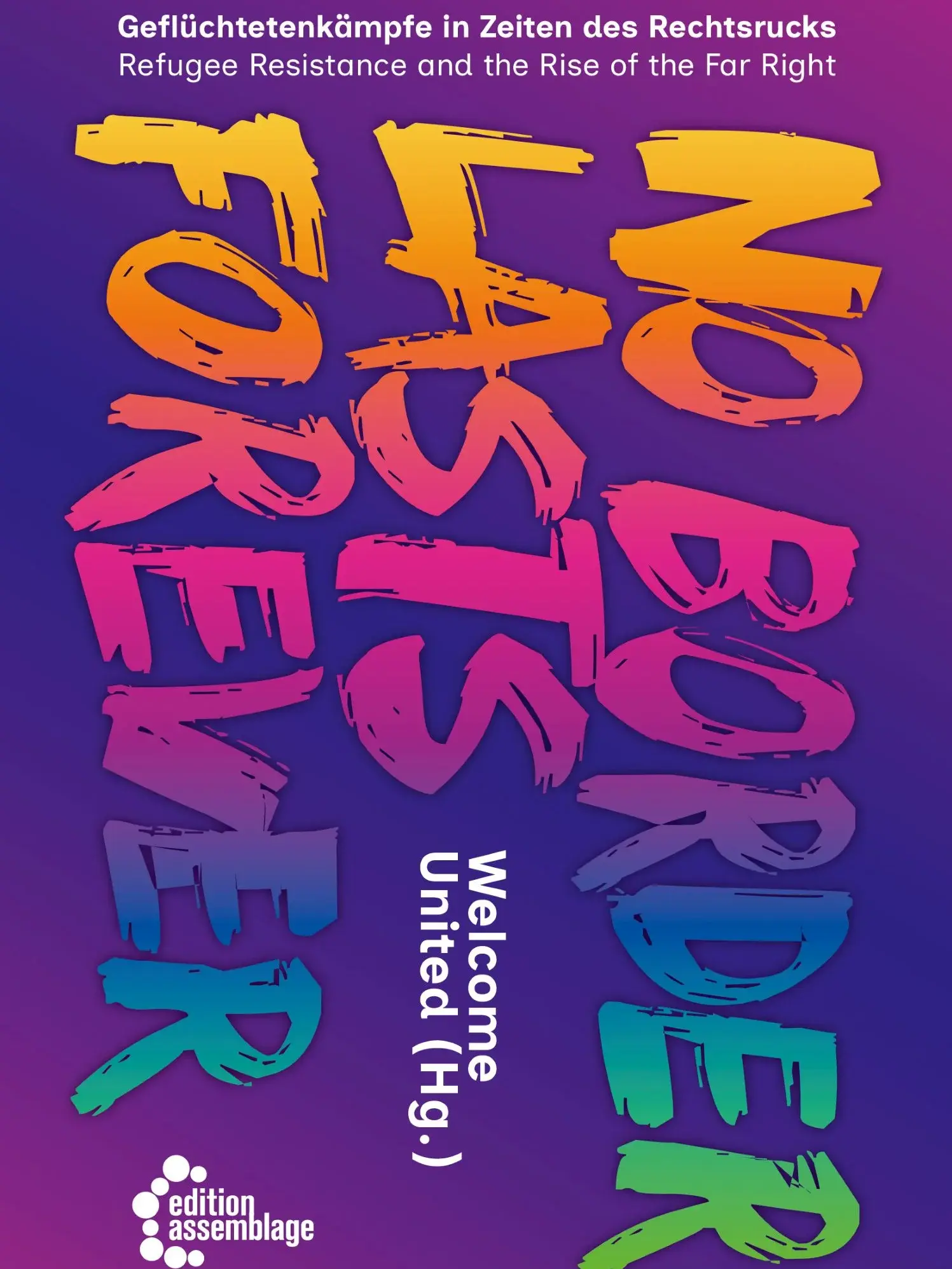 Buchcover in lila mit regenbogenfarbenem Schriftzug hochkannt
