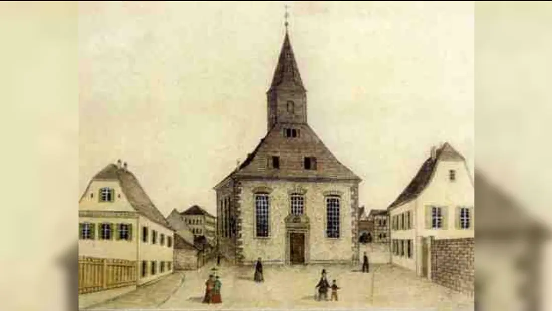 Die Französisch-Reformierte Kirche Offenbach im Jahr 1854
