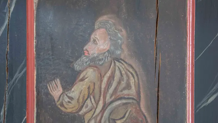 Heiligenbild in der evangelischen Kirche Burgholzhausen.