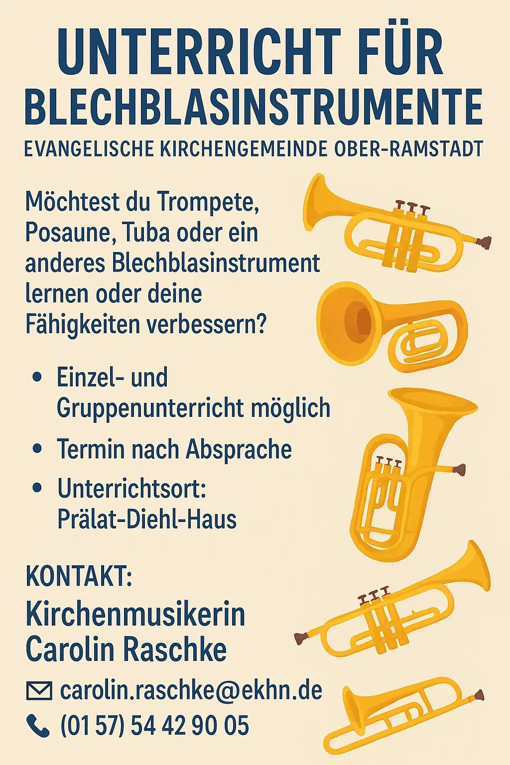 Plakat für Bläserunterricht