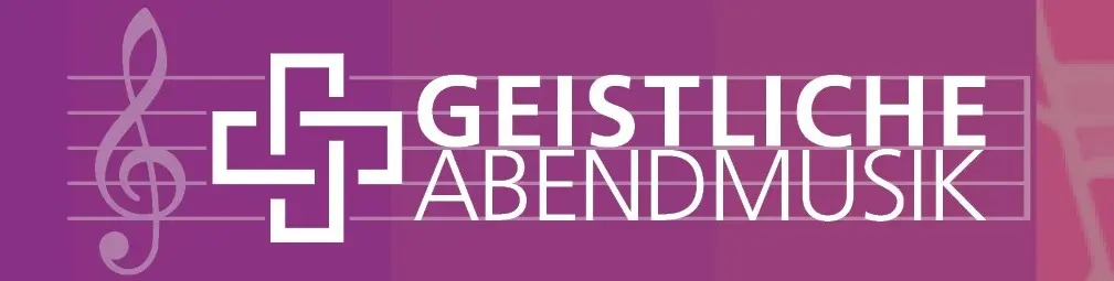 Bildwortmarke "Geistliche Abendmusik" mit Notenschlüssel und Gemeindelogo