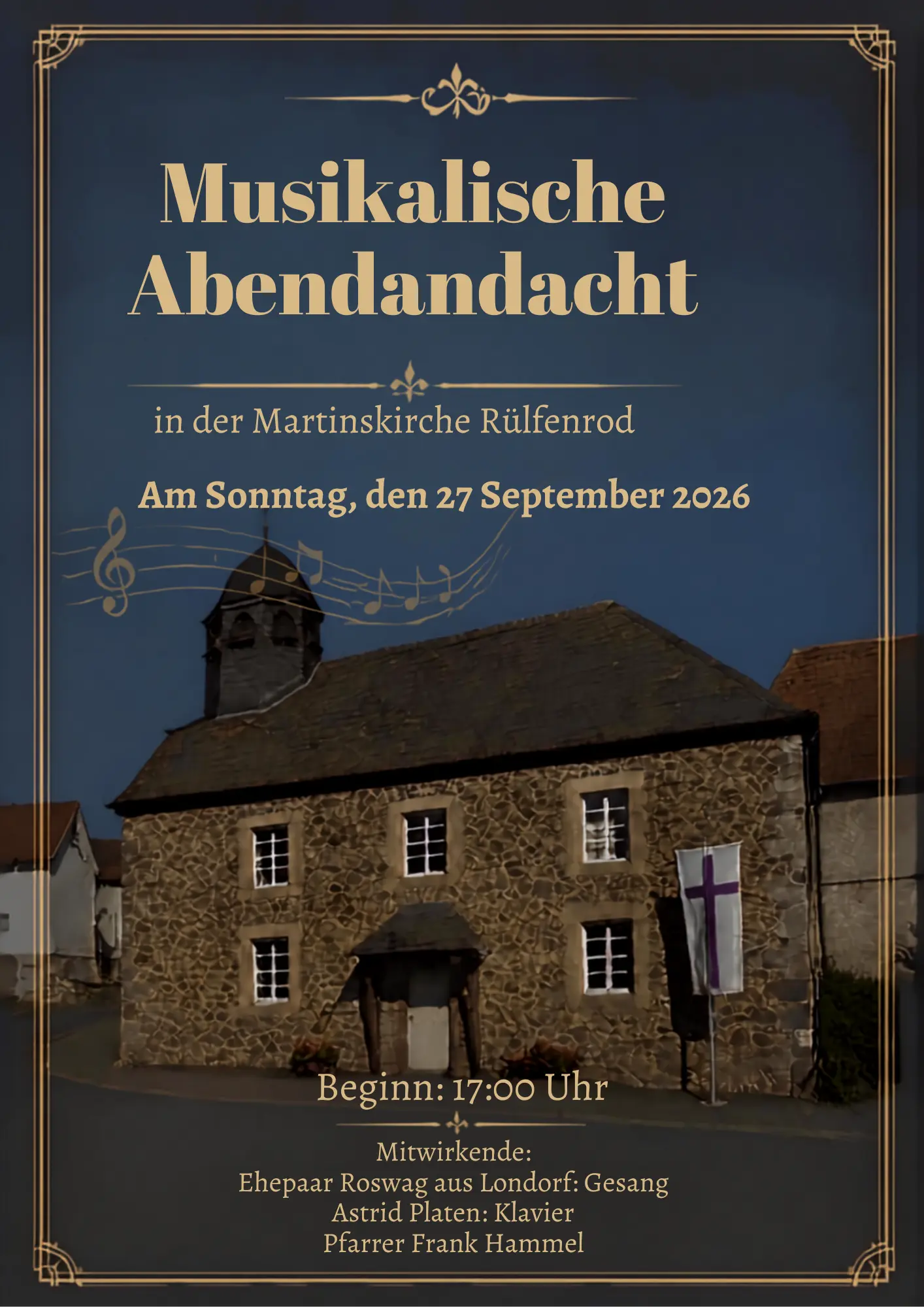 Plakat mit Kirchenbild