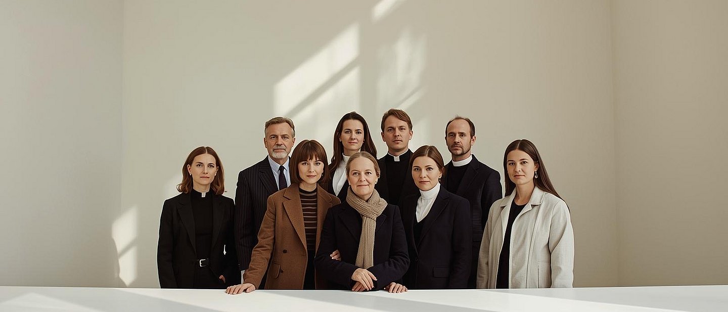 Gruppe von Frauen und Männer die einen Kirchenvorstand  repräsentieren