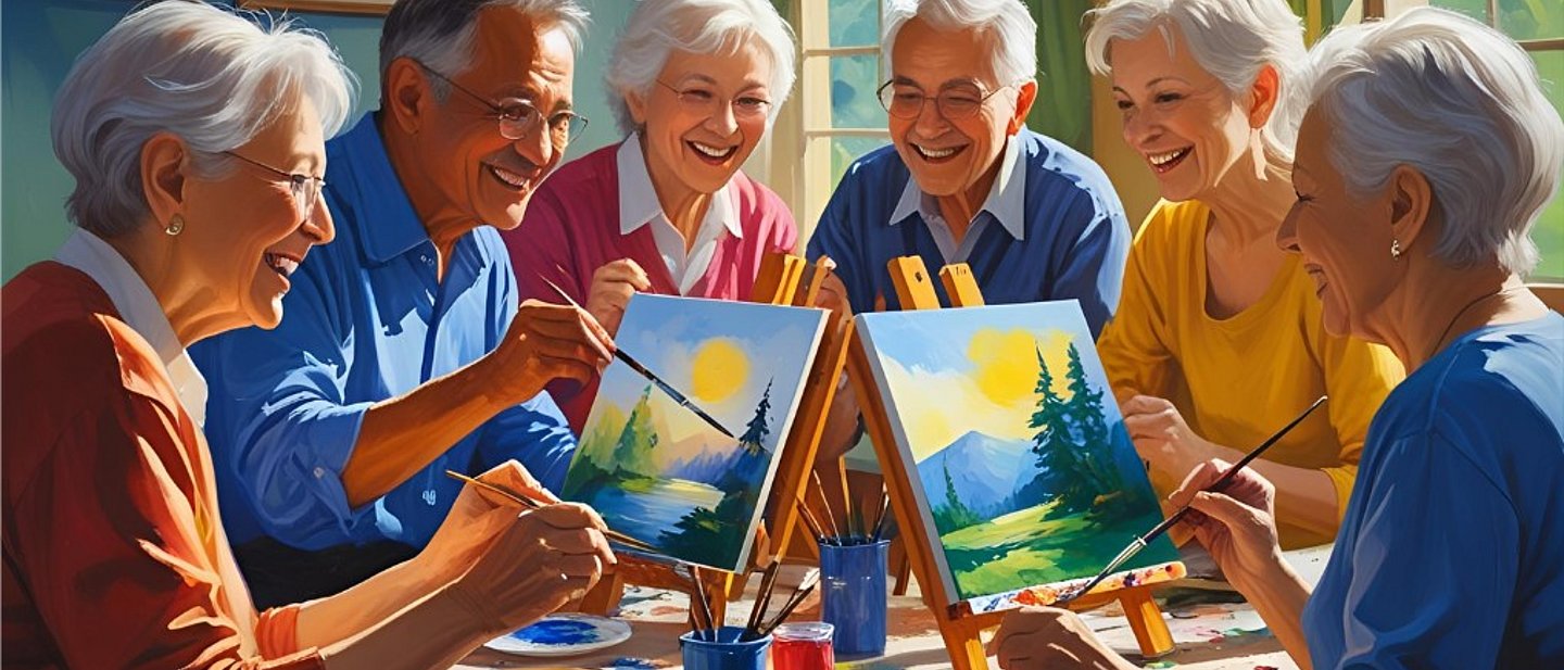 Gruppe von Senioren die malen