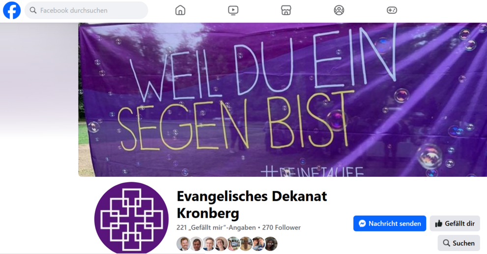 Screenshot Facebook Seite Dekanat Kronberg