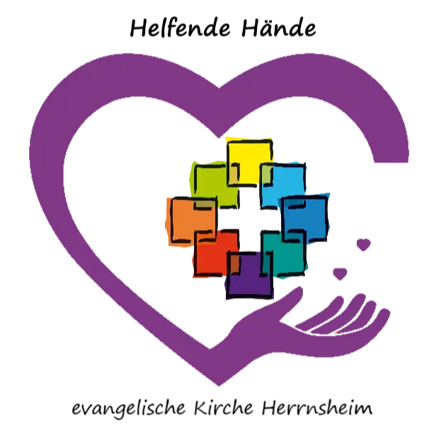 Symbol mit Herz und Hand und Facettenkreuz ev. Kirche