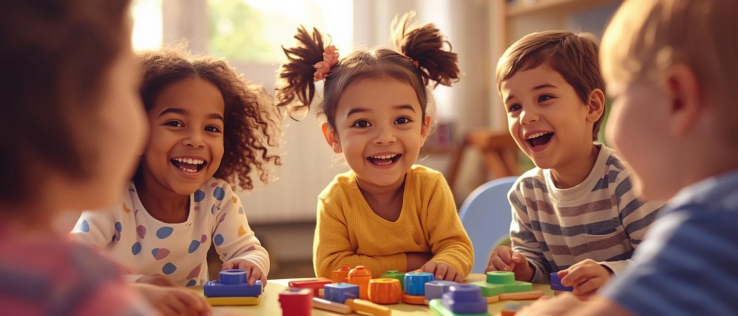 Gruppe spielende Kinder in einem Kindergarten