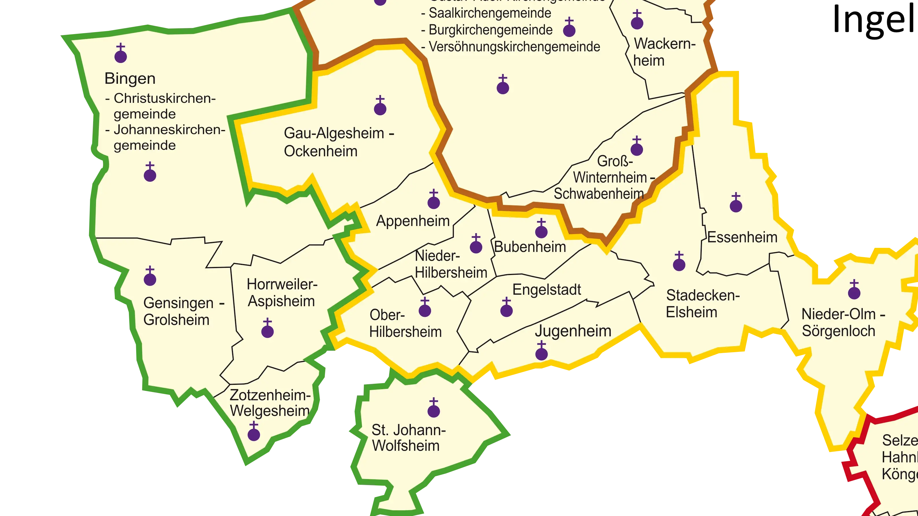 Dekanatskarte Nachbarschaftsräume Ingelheim-Oppenheim