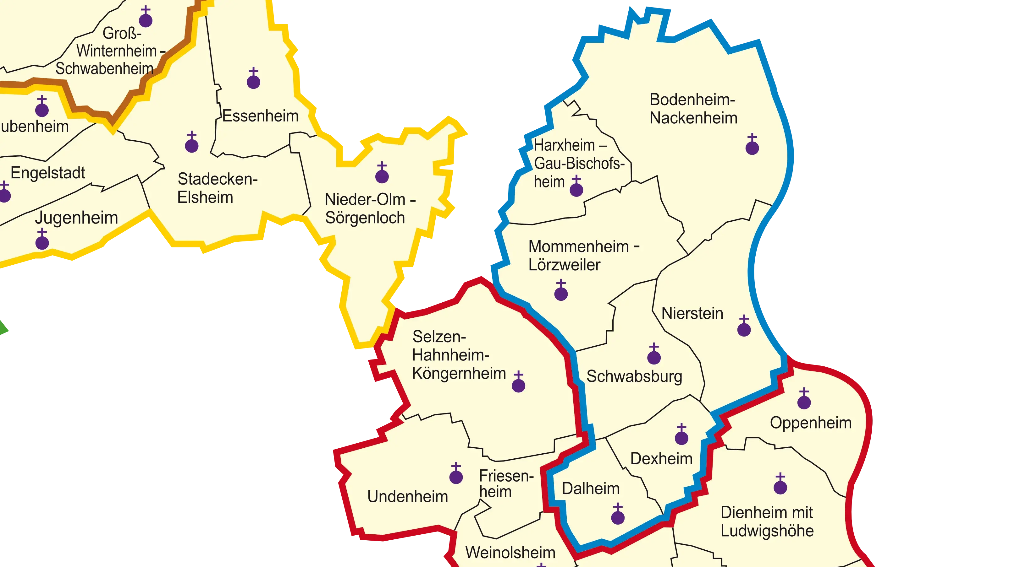 Dekanatskarte Nachbarschaftsräume Ingelheim-Oppenheim Dekanatskarte Nachbarschaftsräume Ingelheim-Oppenheim