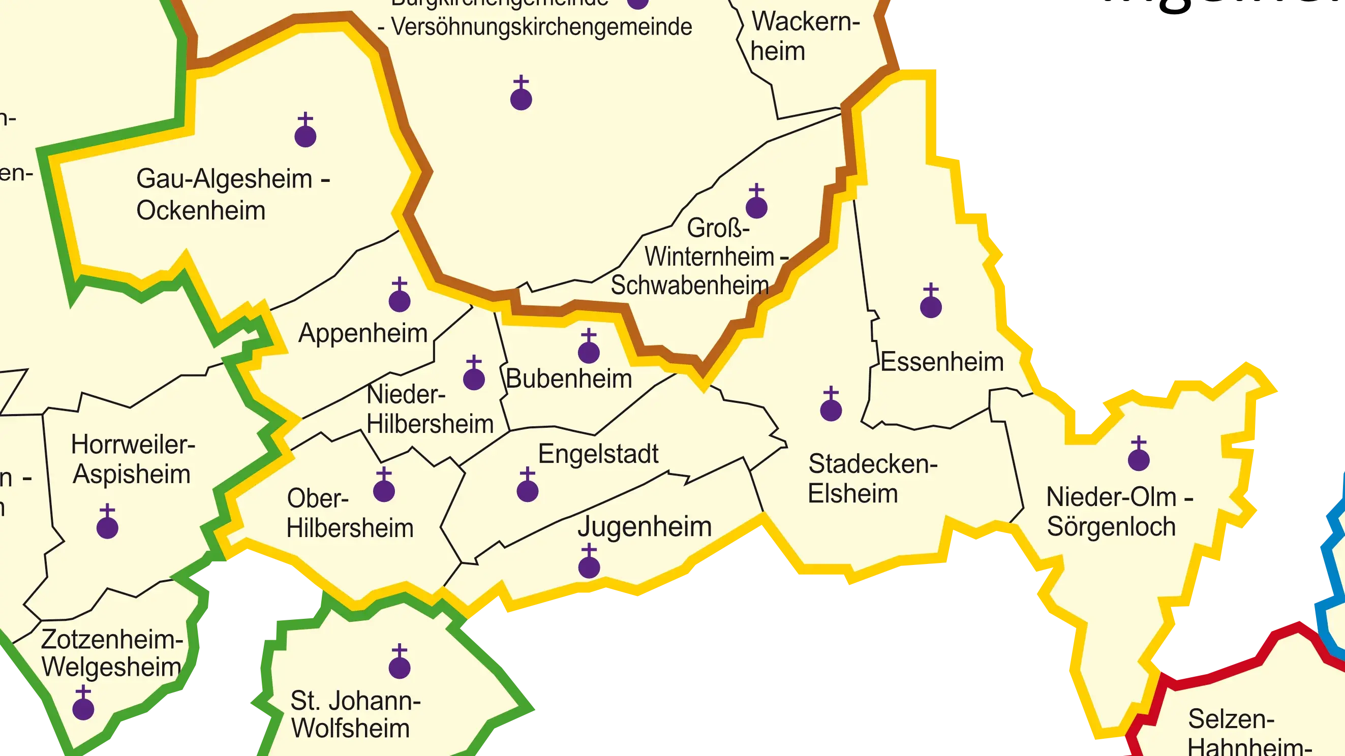 Dekanatskarte Nachbarschaftsräume Ingelheim-Oppenheim