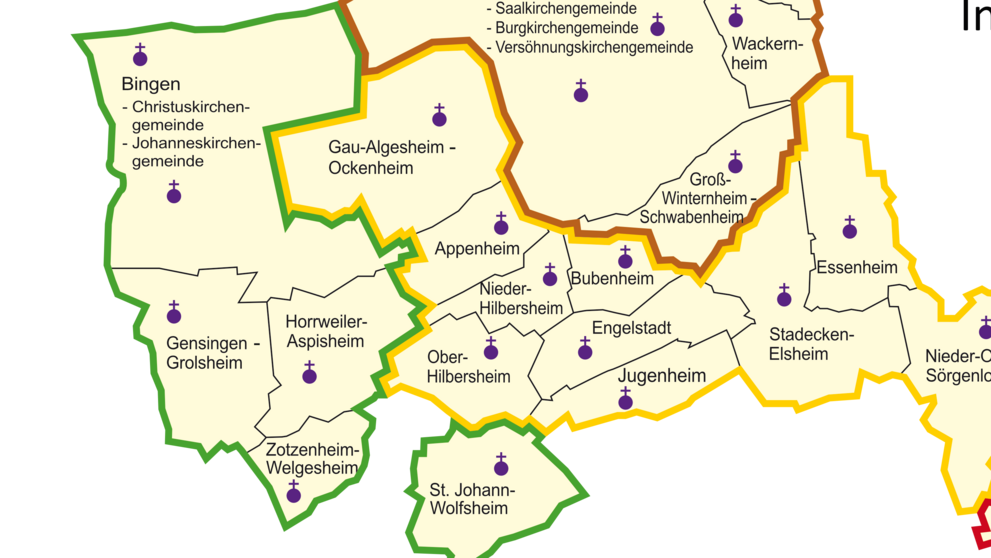 Dekanatskarte Nachbarschaftsräume Ingelheim-Oppenheim