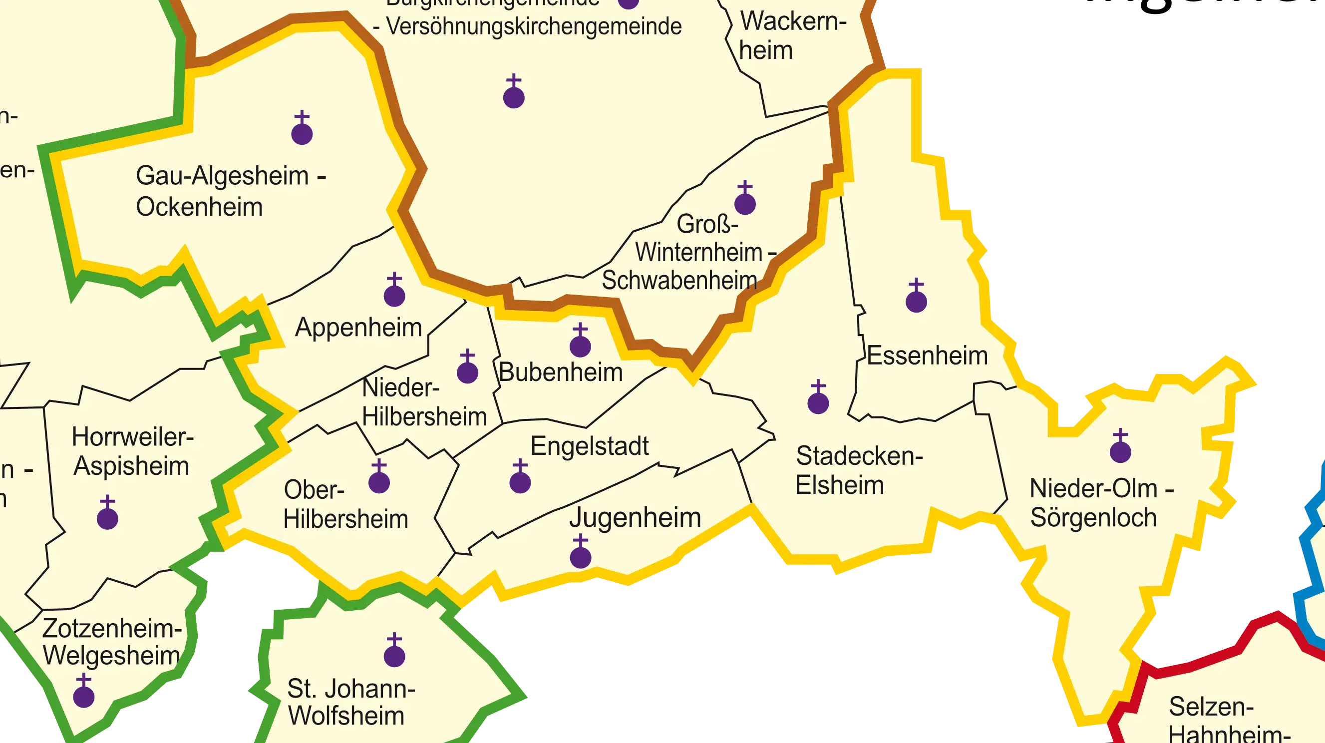 Dekanatskarte Nachbarschaftsräume Ingelheim-Oppenheim