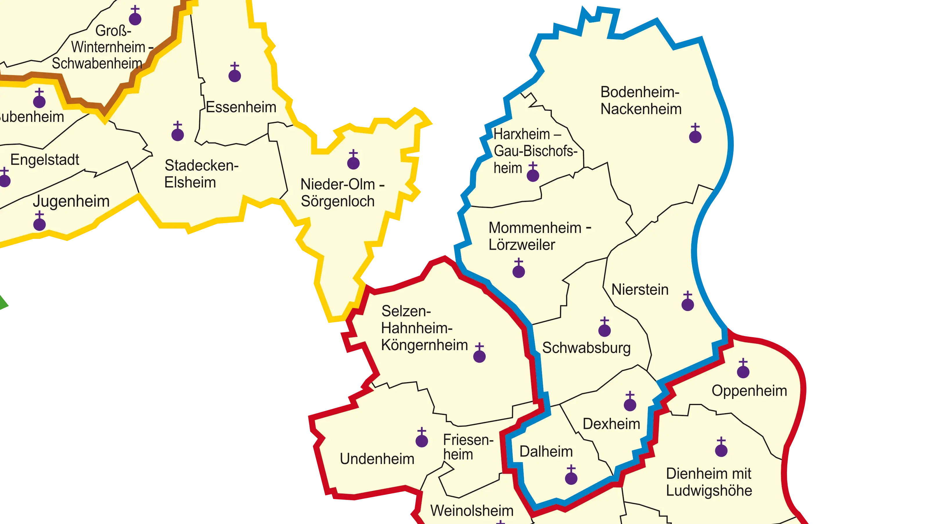 Dekanatskarte Nachbarschaftsräume Ingelheim-Oppenheim