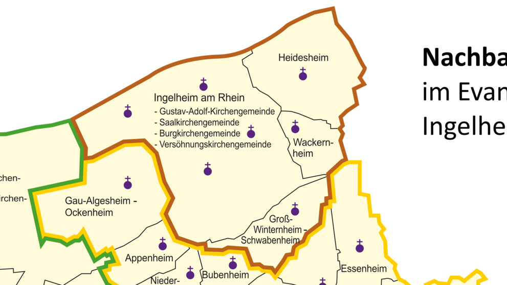 Dekanatskarte Nachbarschaftsräume Ingelheim-Oppenheim