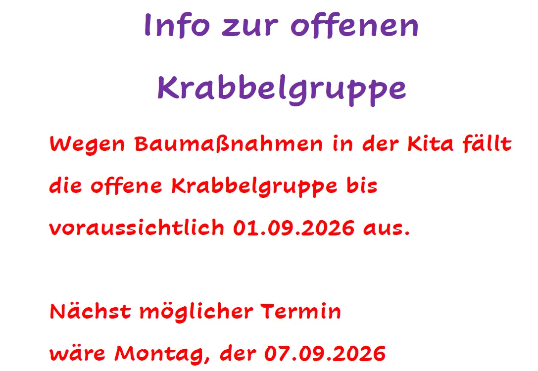 KiTa Pusteblume - offene Krabbelgruppe - Baumaßnahmen
