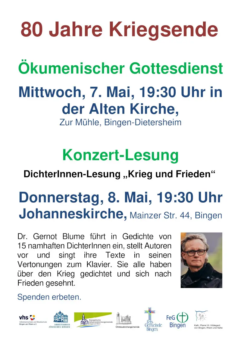 Plakat Ökum. Gottesdienst und Konzertlesung Gernot Blume