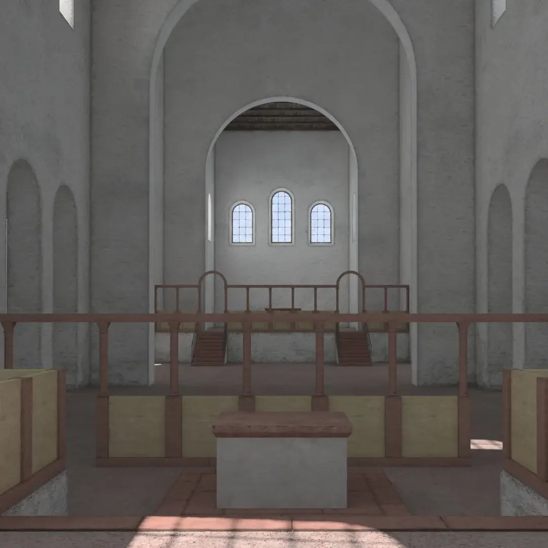 Innenansicht um 1000, Rekonstruktion