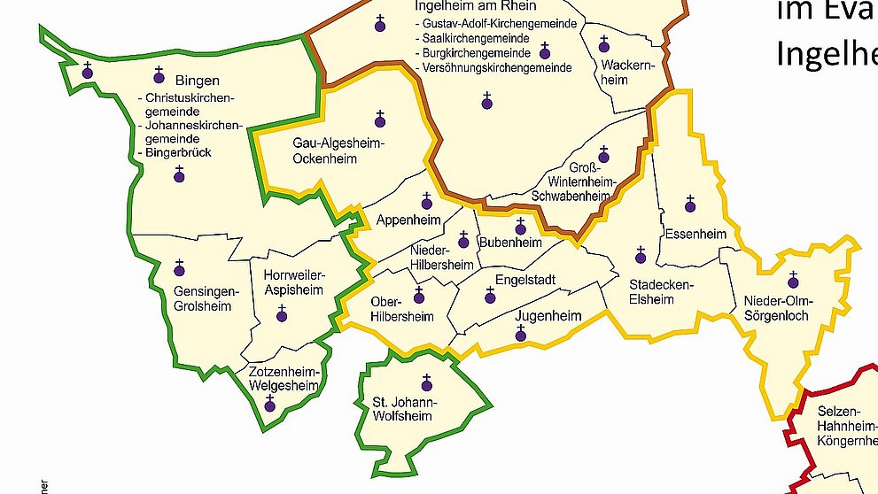 Dekanatskarte Nachbarschaftsräume Ingelheim-Oppenheim 2026