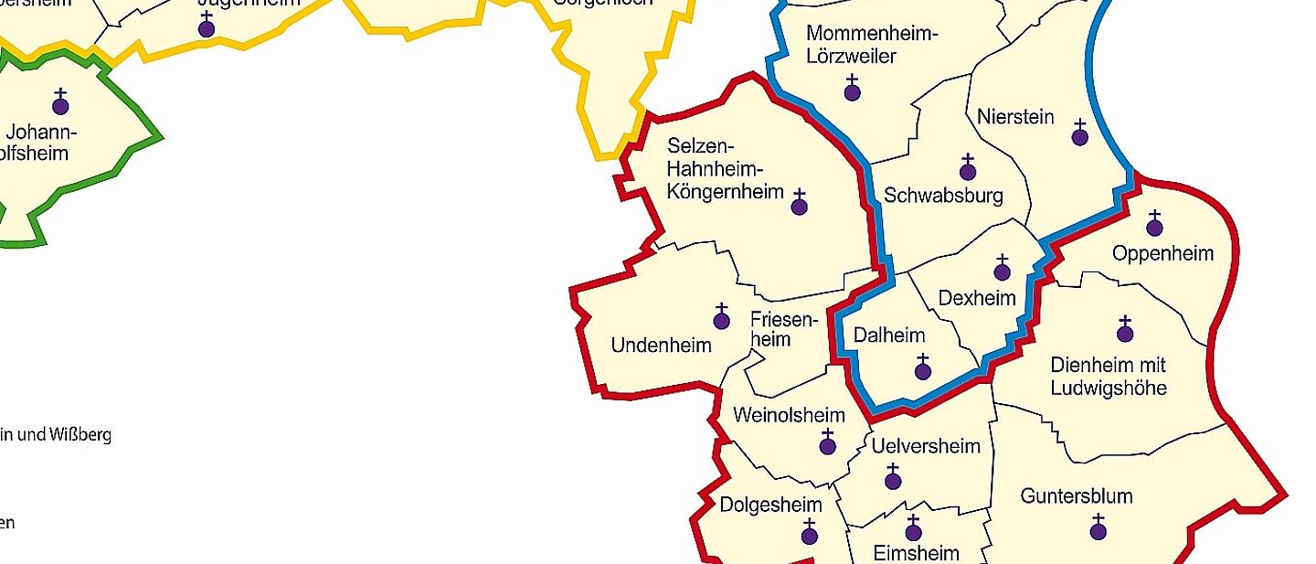 Dekanatskarte Nachbarschaftsräume Ingelheim-Oppenheim 2026