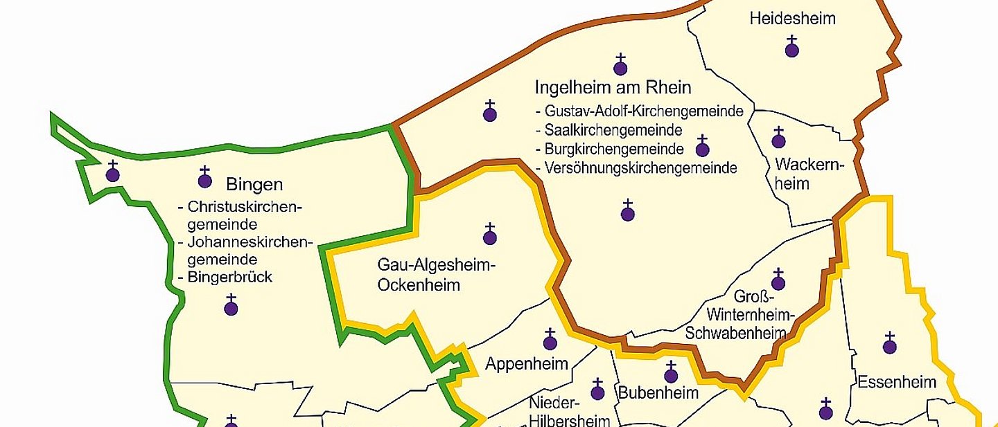 Dekanatskarte Nachbarschaftsräume Ingelheim-Oppenheim 2026