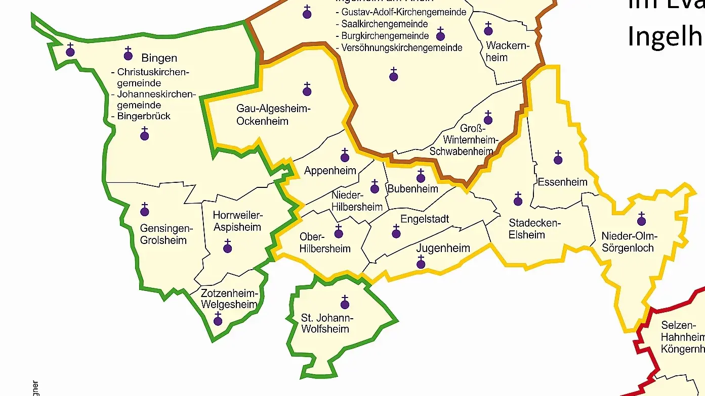 Dekanatskarte Nachbarschaftsräume Ingelheim-Oppenheim 2026